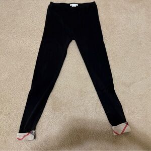 Burberry girls leggings in black with signature checked trim cuff - 12y